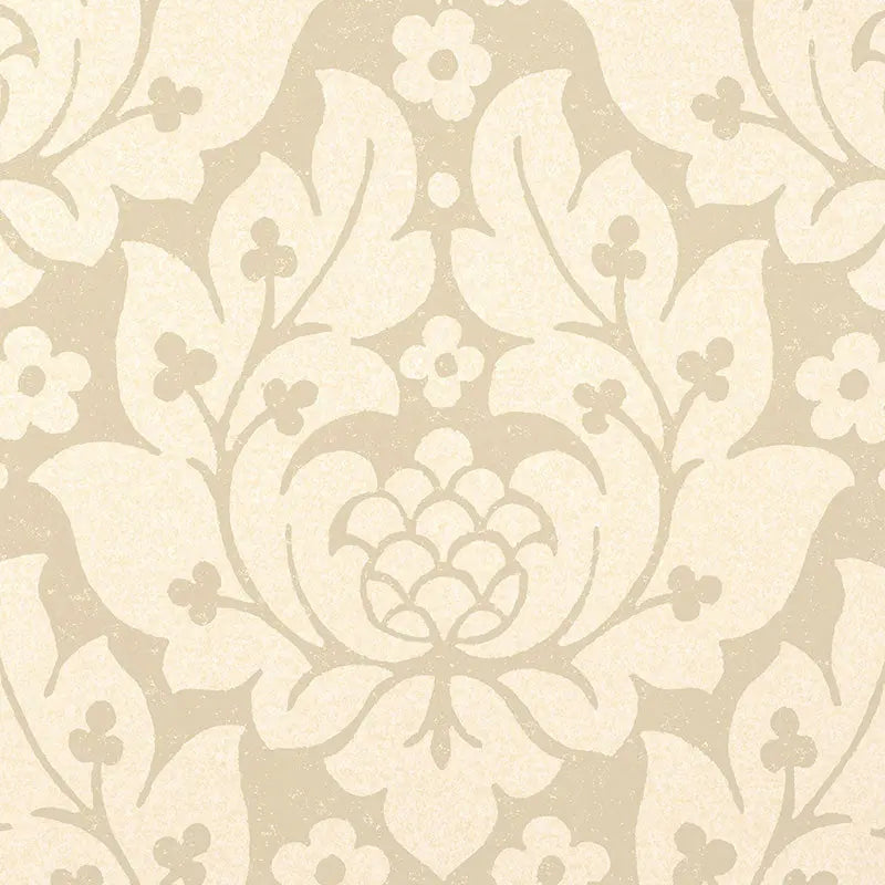 Schumacher Wallpaper 5003670 Fiore Damask Linen