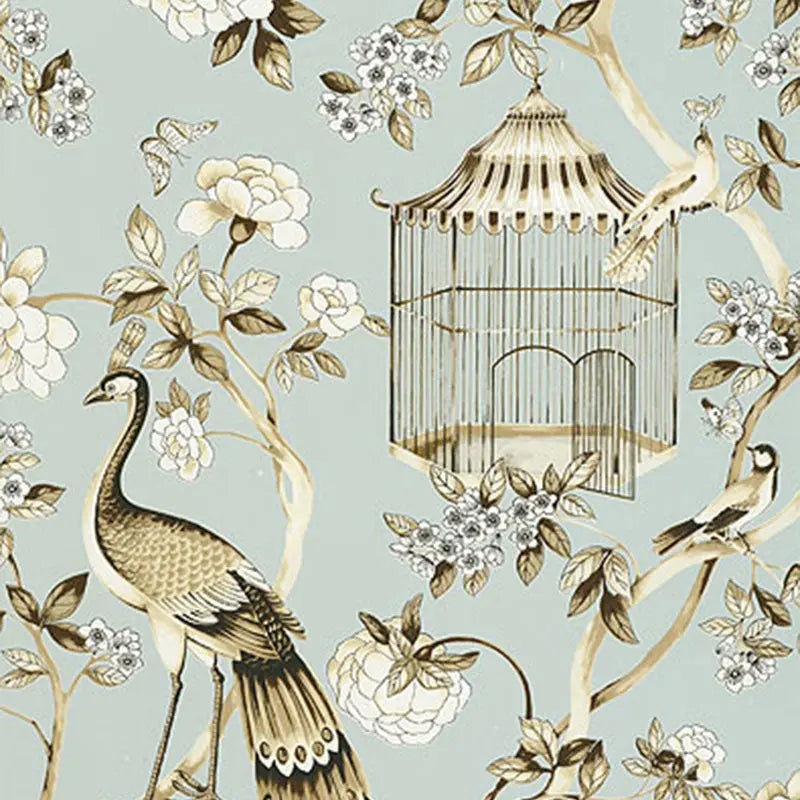 Schumacher Wallpaper 5004080 Oiseaux Et Fleurs Mineral