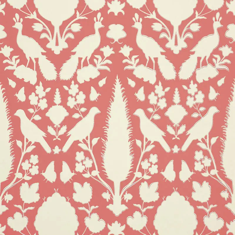 Schumacher Wallpaper 5004125 Chenonceau Coral