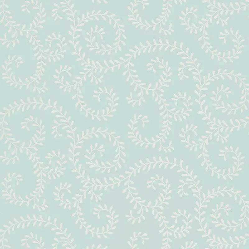 Schumacher Wallpaper 5005092 Leafy Scroll Sky