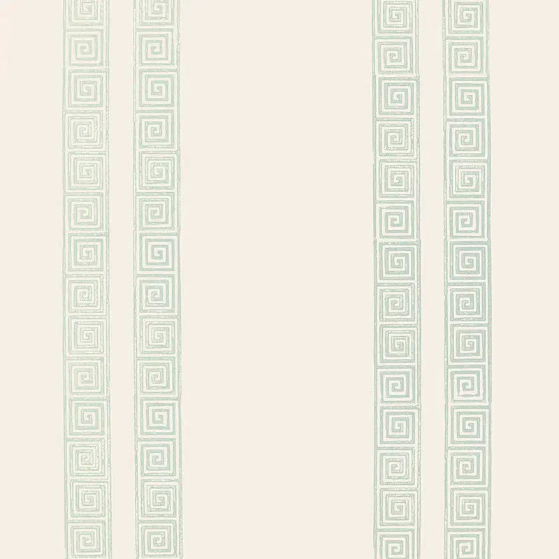 Schumacher Wallpaper 5005362 Greek Key Stripe Water Blue