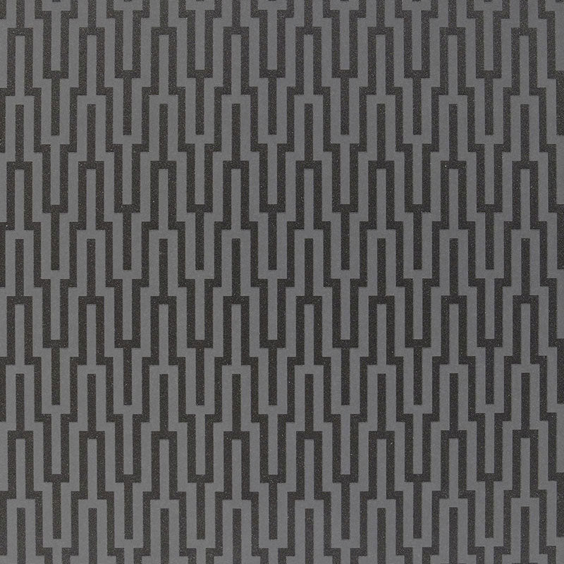 Schumacher Wallpaper 5005895 Metropolitan Fret Black Pearl