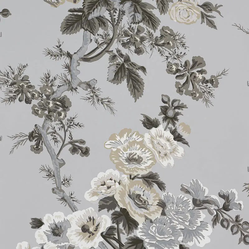 Schumacher Wallpaper 5006923 Pyne Hollyhock Grisaille