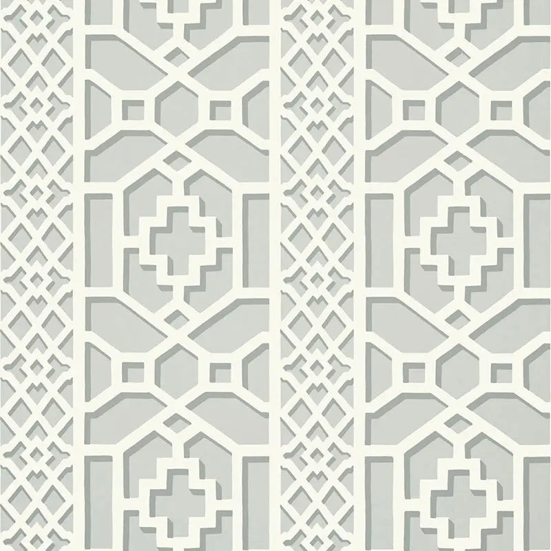 Schumacher Wallpaper 5006943 Zanzibar Trellis Cloud