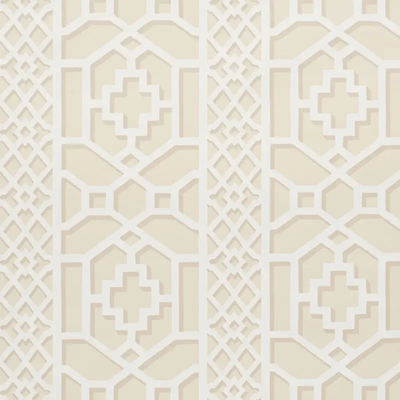 Schumacher Wallpaper 5006945 Zanzibar Trellis Sand