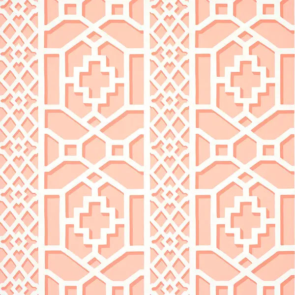 Schumacher Wallpaper 5006946 Zanzibar Trellis Coral