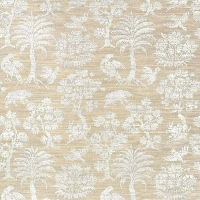 Schumacher Wallpaper 5008281 Woodland Silhouette Sisal Fog