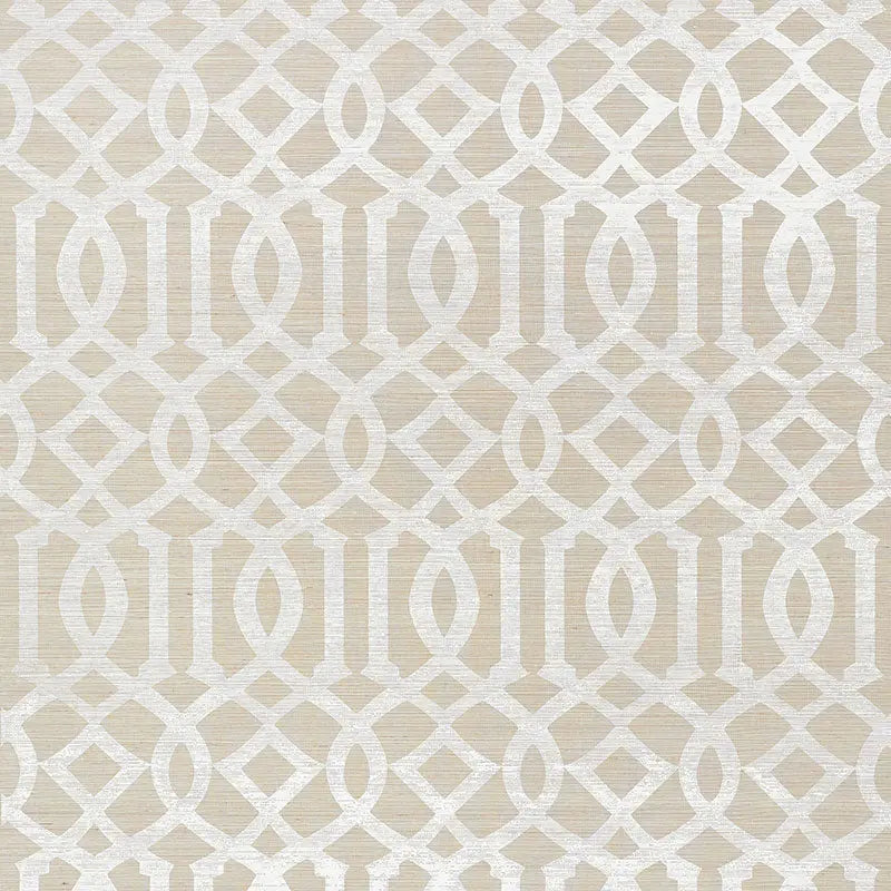 Schumacher Wallpaper 5008351 Imperial Trellis Sisal Sand