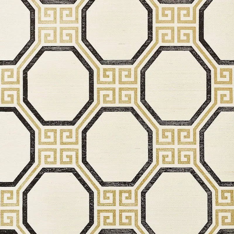 Schumacher Wallpaper 5008930 Octavia Sisal Gold & Jet