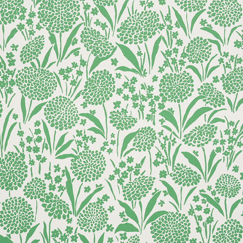 Schumacher Wallpaper 5009551 Chrysanthemum Green