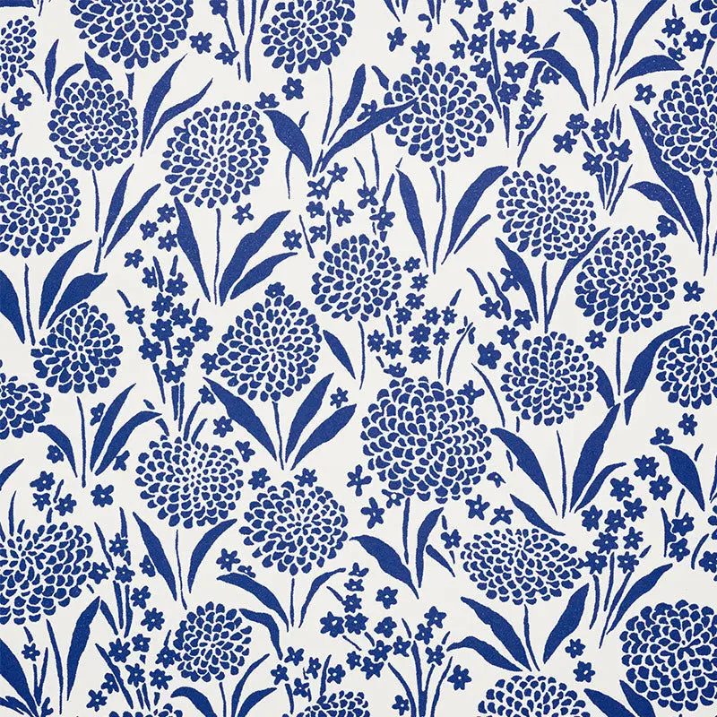 Schumacher Wallpaper 5009552 Chrysanthemum Blue