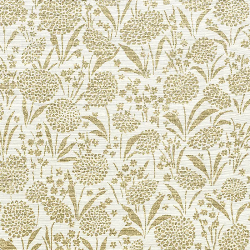 Schumacher Wallpaper 5009782 Chrysanthemum Sisal Gold