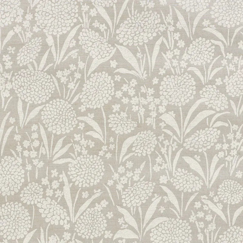 Schumacher Wallpaper 5009790 Chrysanthemum Shimmer Moonstone