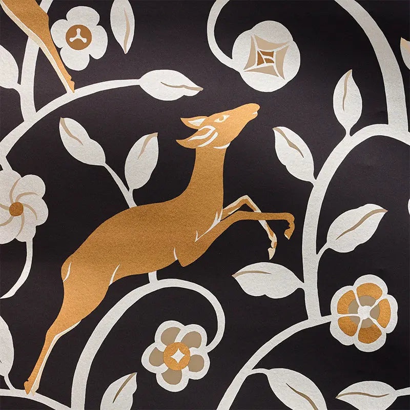 Schumacher Wallpaper 5010140 Les Gazelles Au Bois Vinyl Noir