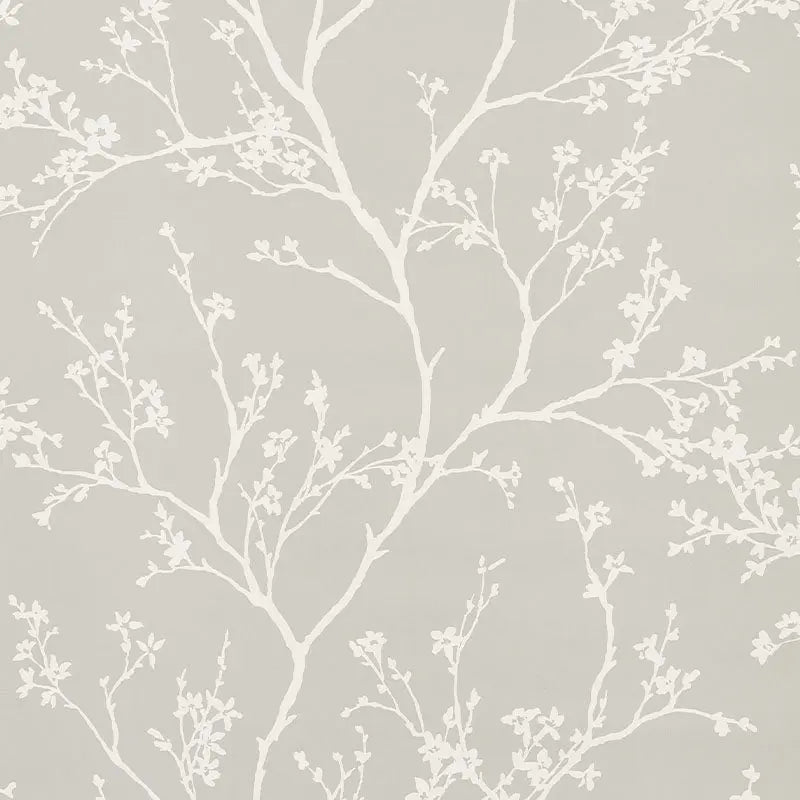 Schumacher Wallpaper 5010152 Twiggy Vinyl Soft Grey