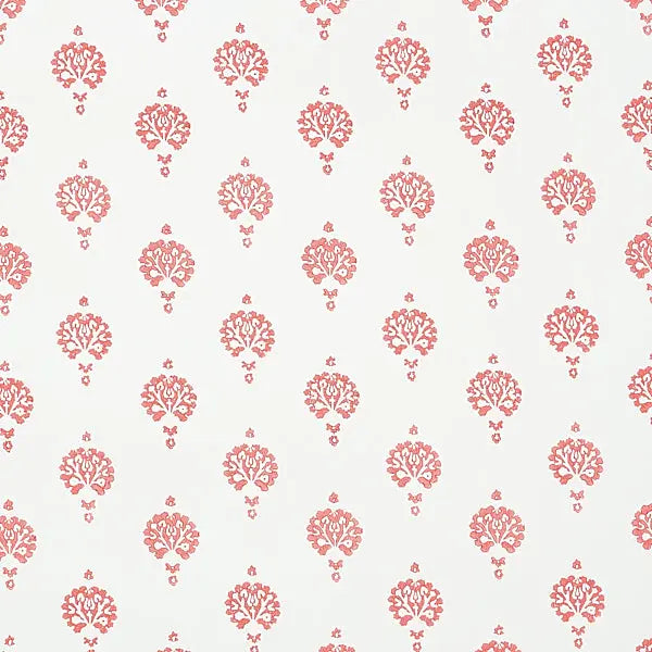 Schumacher Wallpaper 5011232 Dahlia Hand Blocked Print Red