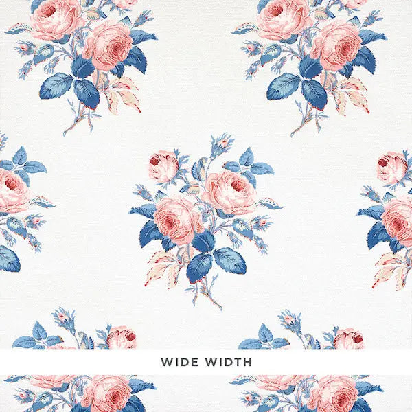 Schumacher Wallpaper 5012032 Loudon Rose Rose & Blue