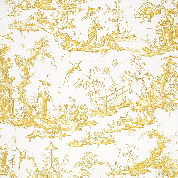 Schumacher Wallpaper 5012051 Shengyou Toile Yellow