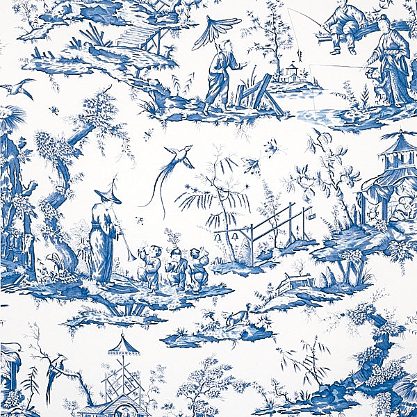 Schumacher Wallpaper 5012052 Shengyou Toile Blue