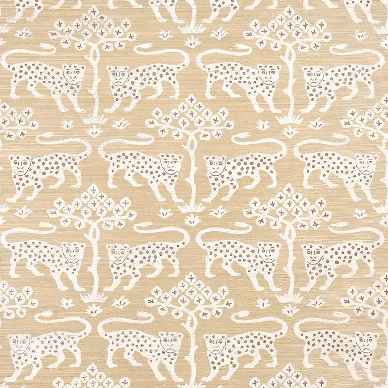 Schumacher Wallpaper 5012303 Woodland Leopard Sisal Oatmeal