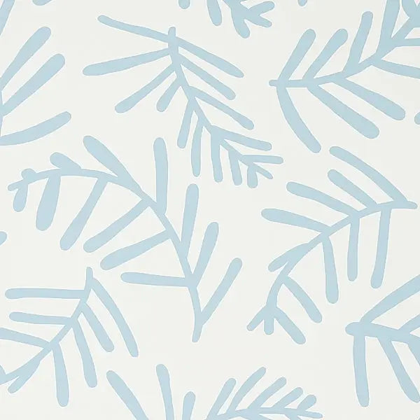 Schumacher Wallpaper 5012451 Tiah Cove Blue Leaf