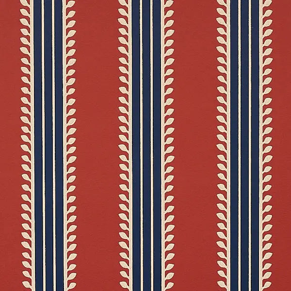 Schumacher Wallpaper 5012852 Etruscan Stripe Red & Blue