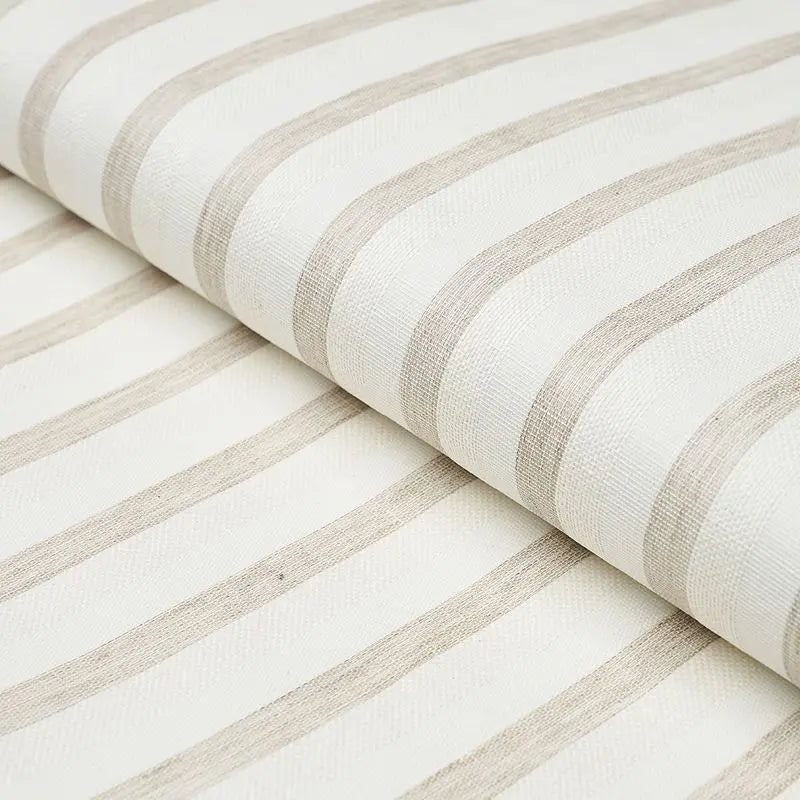 Schumacher Wallpaper 5013020 Textured Linen Stripe White