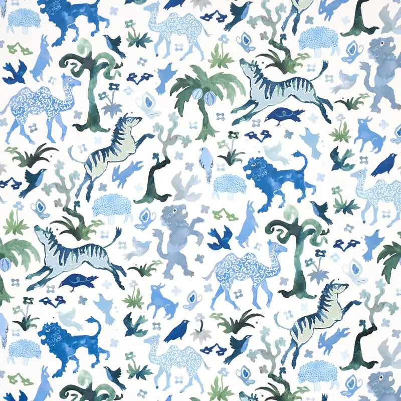 Schumacher Wallpaper 5013531 Beasts Blue and Green