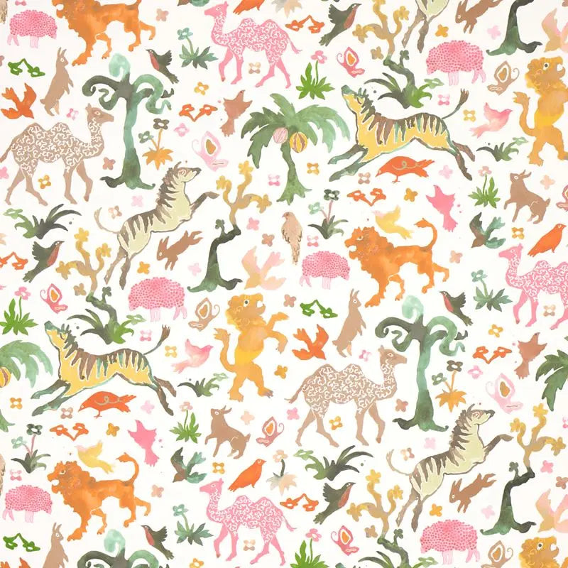 Schumacher Wallpaper 5013532 Beasts Pink and Gold