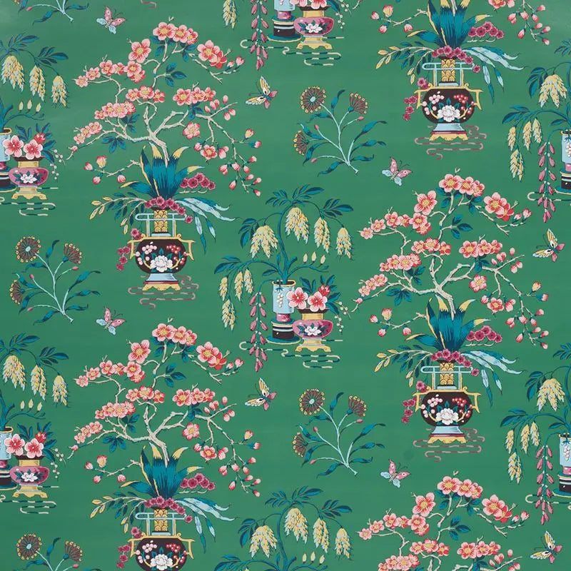 Schumacher Wallpaper 5013582 Ming Vase Jade