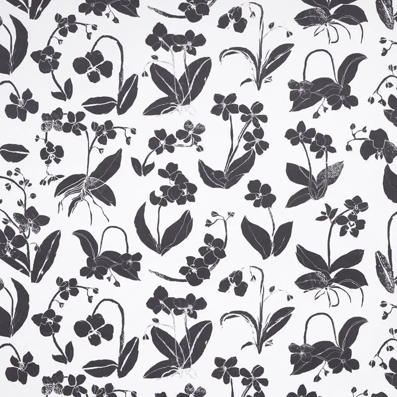 Schumacher Wallpaper 5014100 Orchids Have Dreams Soft Black