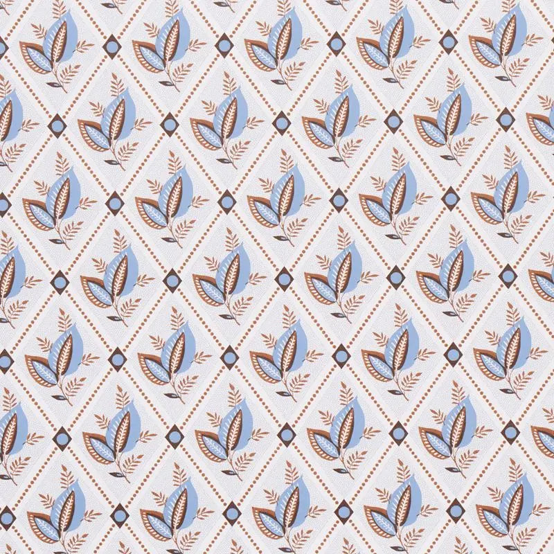 Schumacher Wallpaper 5014232 Basile Trellis Delft & Sepia