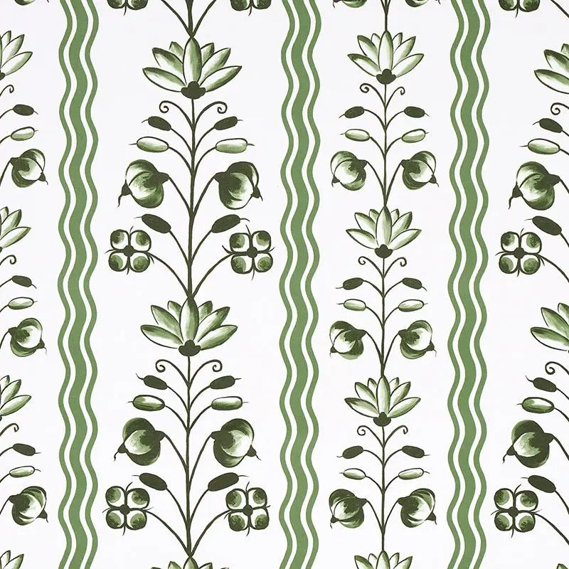 Schumacher Wallpaper 5014381 Delft Waves Green