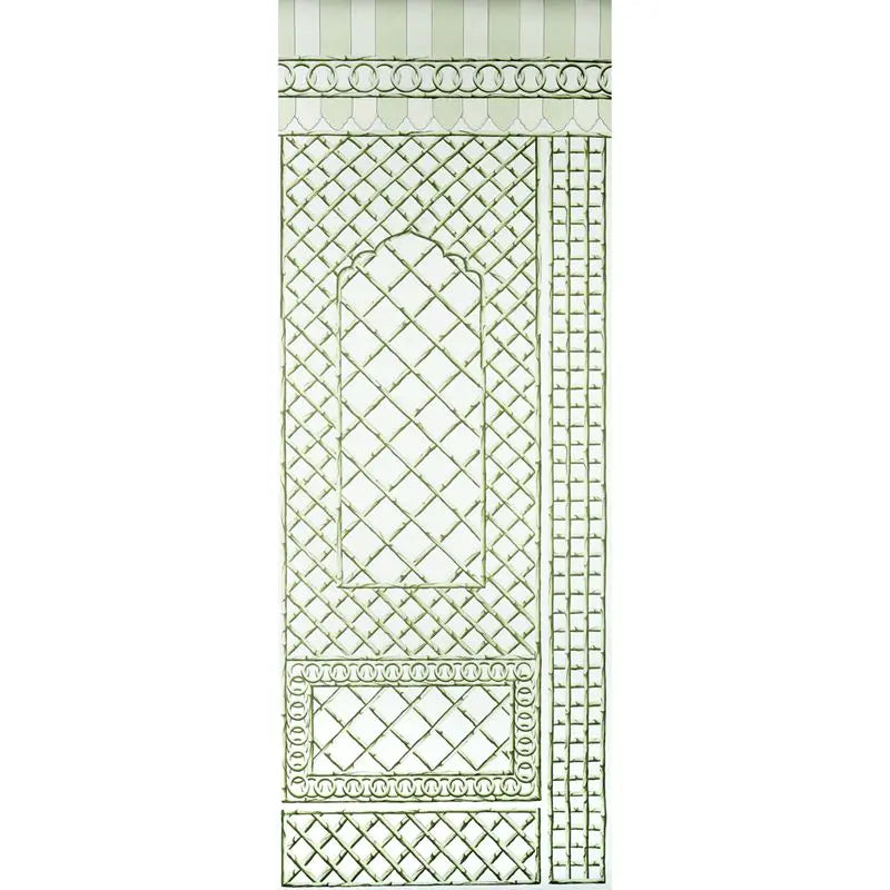 Schumacher Wallpaper 5014400 Bamboo Trellis Panel B Green