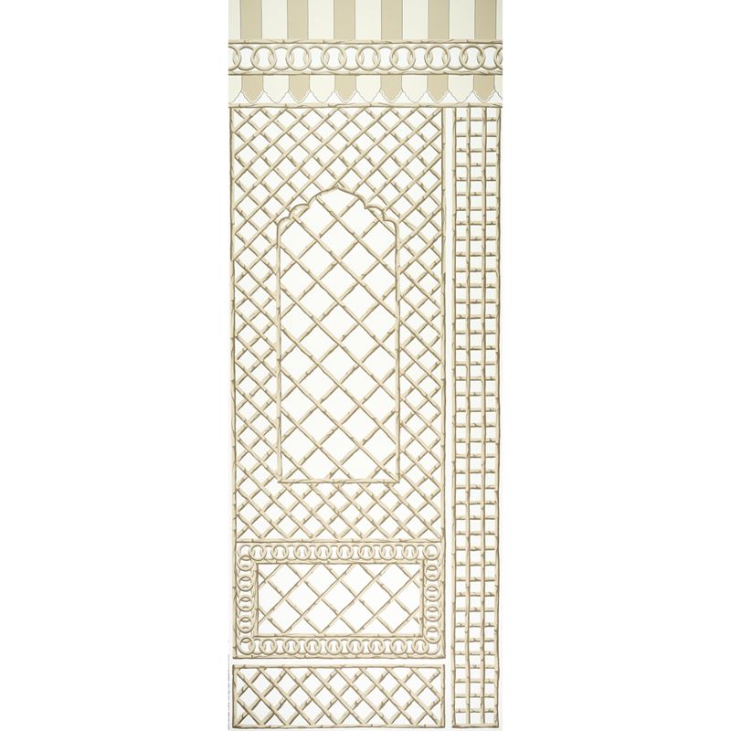Schumacher Wallpaper 5014402 Bamboo Trellis Panel B Neutral