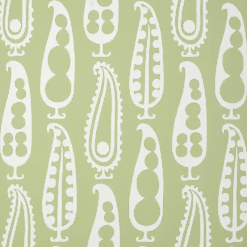 Schumacher Wallpaper 5015381 Paisley Peas Green