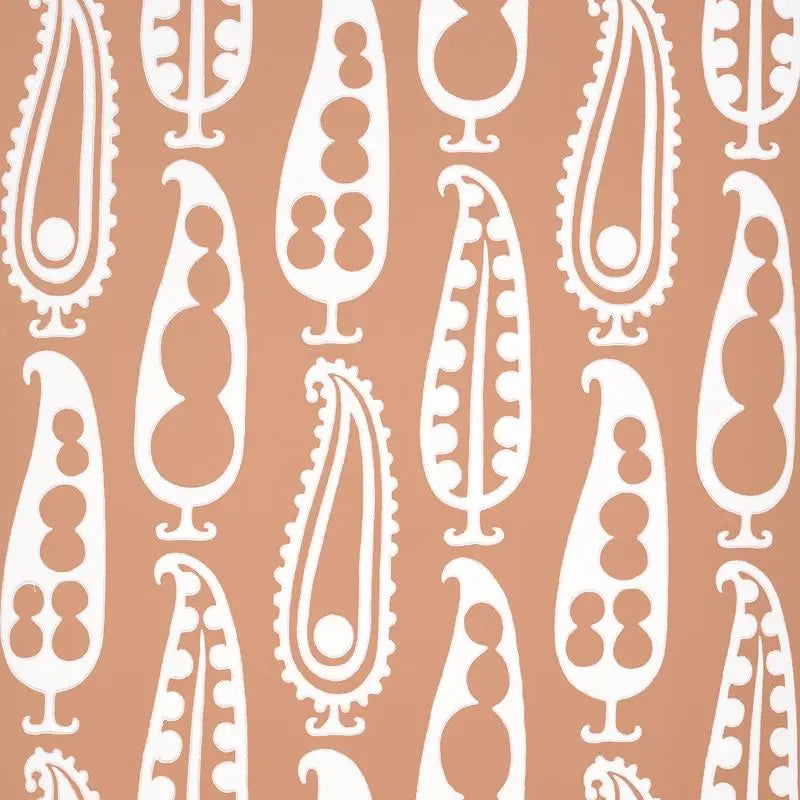 Schumacher Wallpaper 5015383 Paisley Peas Terracotta