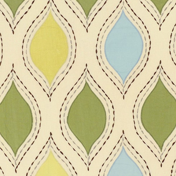 Schumacher Fabric 54780 Let's Dance Chartreuse & Sky