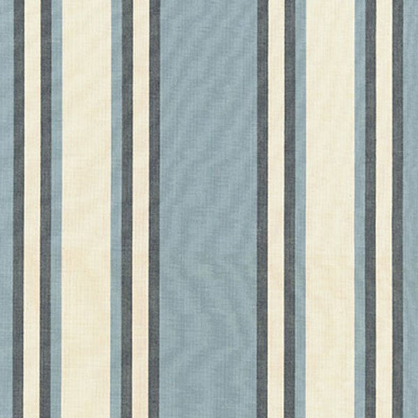 Schumacher Fabric 62980 Seneca Cotton Stripe Chambray  Indigo