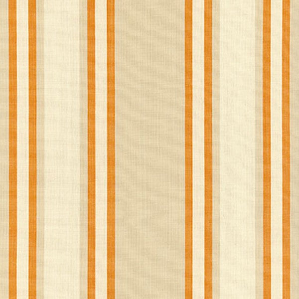 Schumacher Fabric 62985 Seneca Cotton Stripe Beige Pumpkin