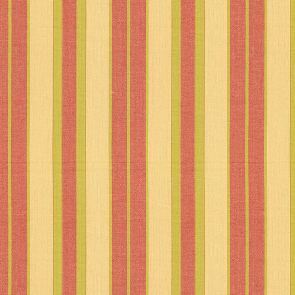 Schumacher Fabric 62996 Beacon Cotton Stripe Maize Pear Coral