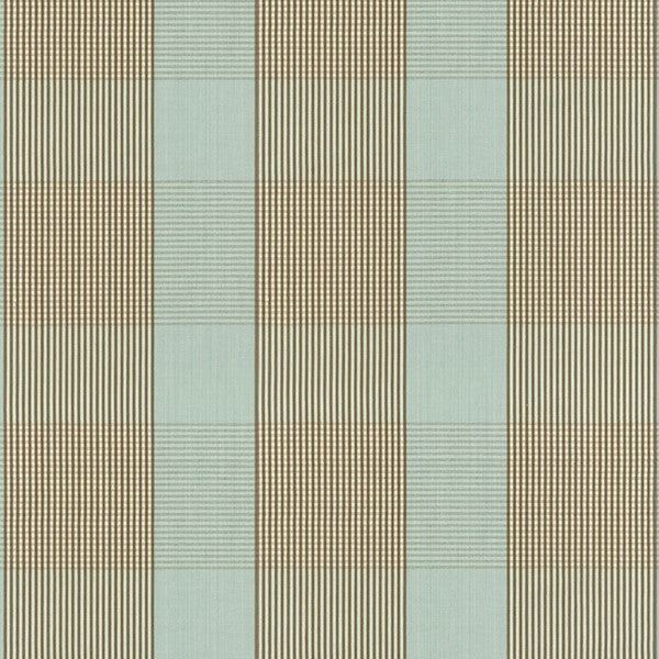 Schumacher Fabric 63023 Avon Gingham Plaid Mocha Aqua