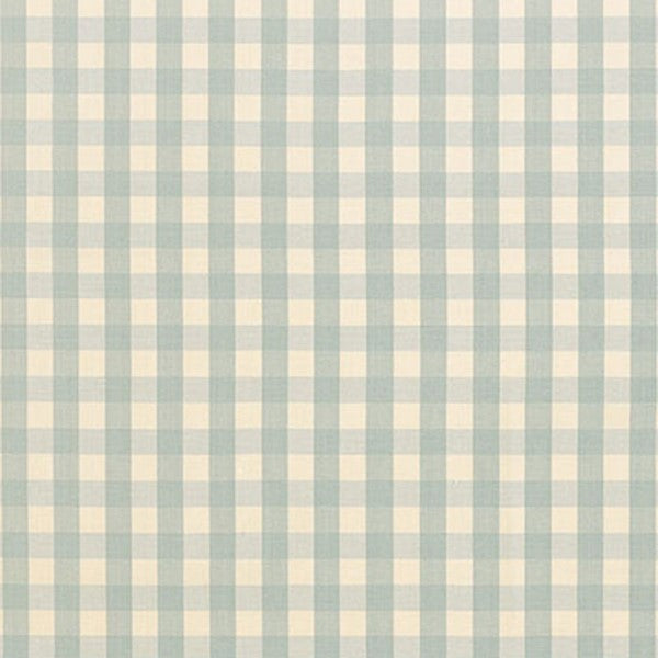 Schumacher Fabric 63057 Elton Cotton Check Aqua