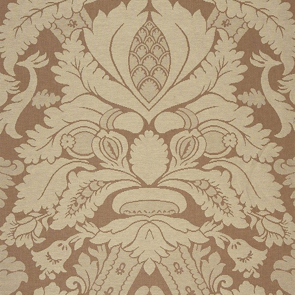 Schumacher Fabric 63592 Fitzroy Linen Damask Camel