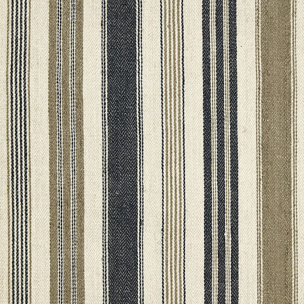 Schumacher Fabric 65172 Montauban Stripe Noir Tobacco