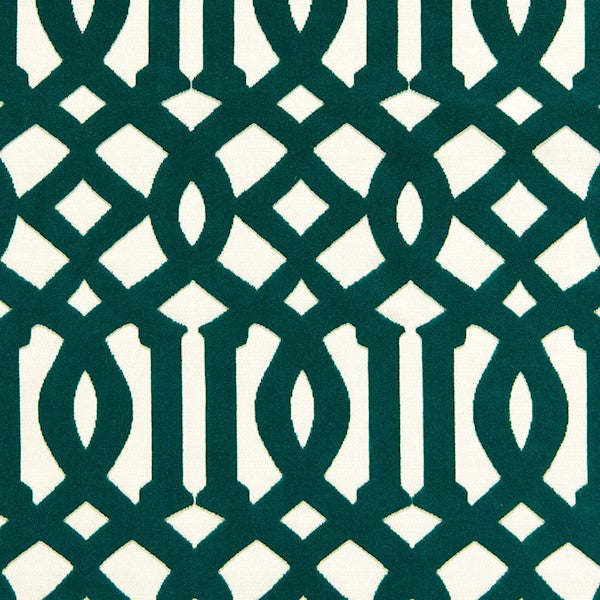 Schumacher Fabric 65590 Imperial Trellis Velvet Peacock