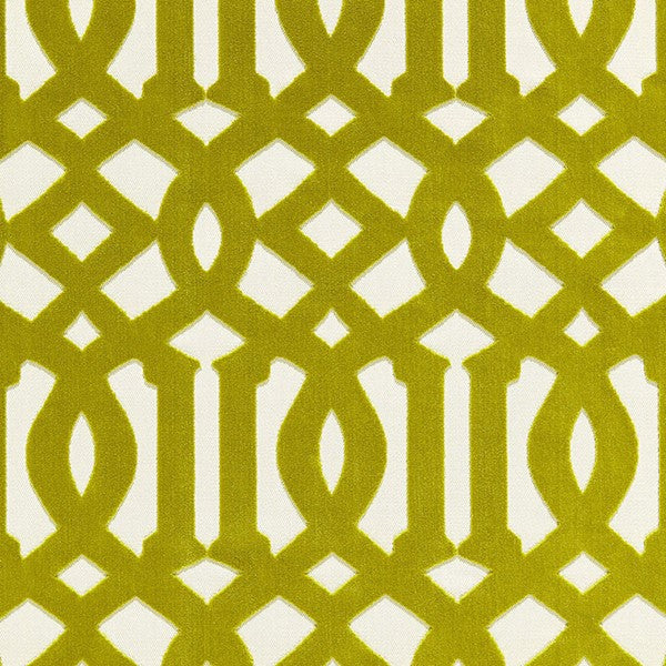 Schumacher Fabric 65591 Imperial Trellis Velvet Chartreuse