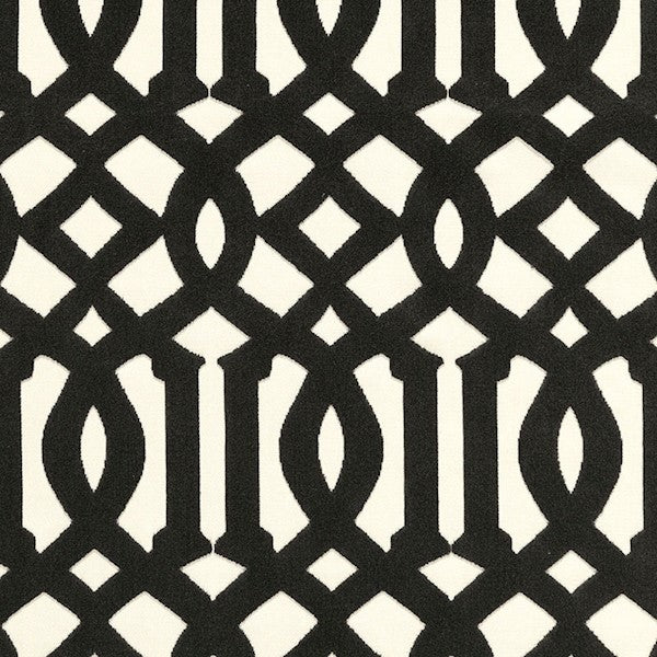 Schumacher Fabric 65593 Imperial Trellis Velvet Noir