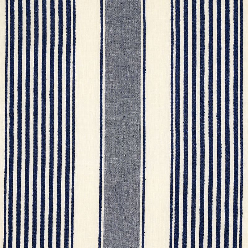 Schumacher Fabric 66095 Summerville Linen Stripe Navy