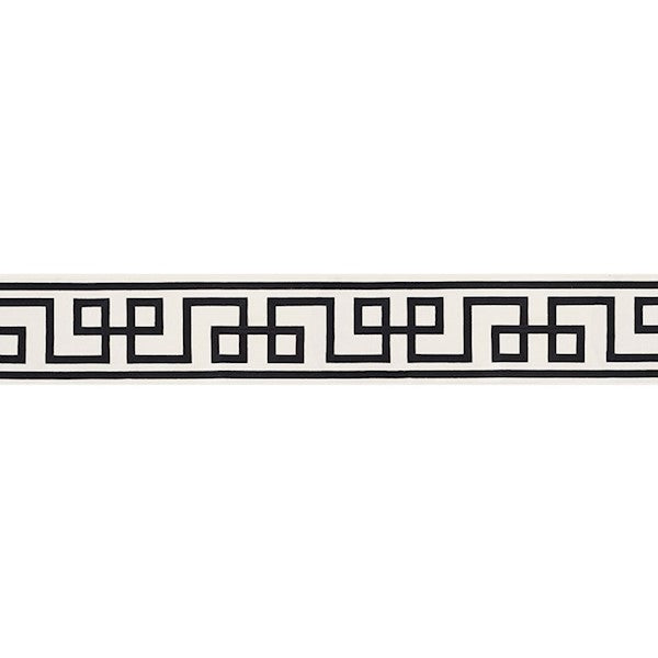 Schumacher Fabric Trim 66166 Octavius Tape Black On Ivory